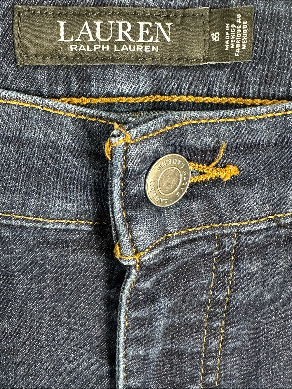LRL Ralph Lauren Jeans Womens 18 Blue Dark Wash Straight Leg Denim Stretch - Picture 4 of 10